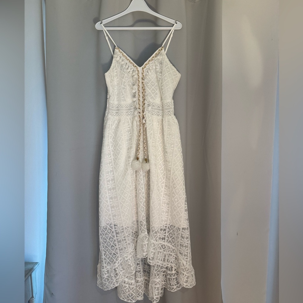 SHEIN White Lace Spaghetti Strap Maxi Dress